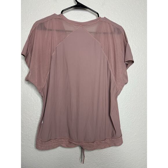 Lululemon Final Count Tee Shirt Quicksand Pink Mesh Stretch Drawstring Size 10 - Picture 3 of 8
